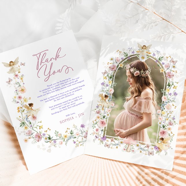 Pastel Wildblomma Fairy Garden Baby Shower Photo Tack Kort (Skapare uppladdad)