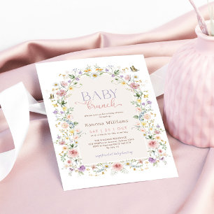 Pastel Wildblomma Garden Baby Shower Brunch Inbjudningar