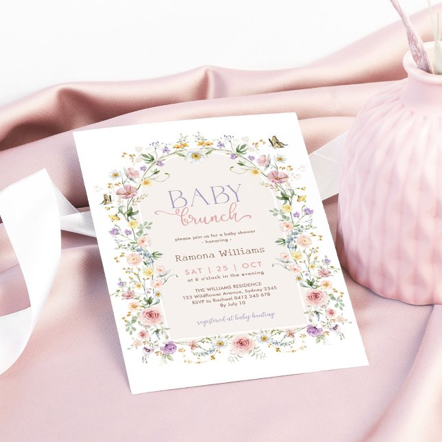 Pastel Wildblomma Garden Baby Shower Brunch Inbjudningar (Skapare uppladdad)