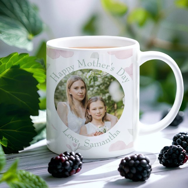 Pastel Wildblomma Mugg med Anpassningsbar Photo &  (Skapare uppladdad)