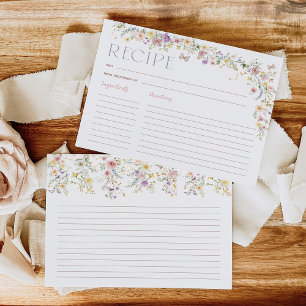 Pastel Wildblomme Garden Möhippa Recept Card