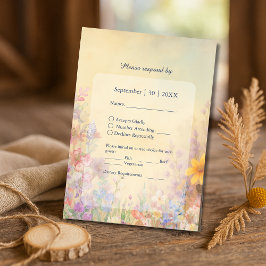 Pastel Wildblomme Meadow Barn Bröllop OSA Kort