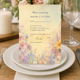 Pastel Wildblomme Meadow Barn Bröllop OSA Kort