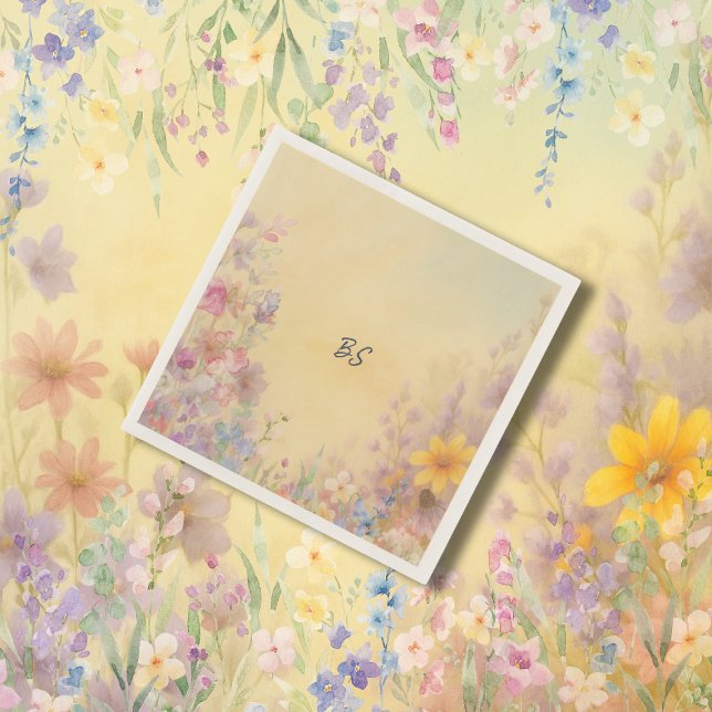 Pastel Wildblomme Meadow Barn Bröllop Pappersservett (Skapare uppladdad)