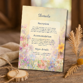 Pastel Wildblomme Meadow Barn Bröllop Tilläggskort