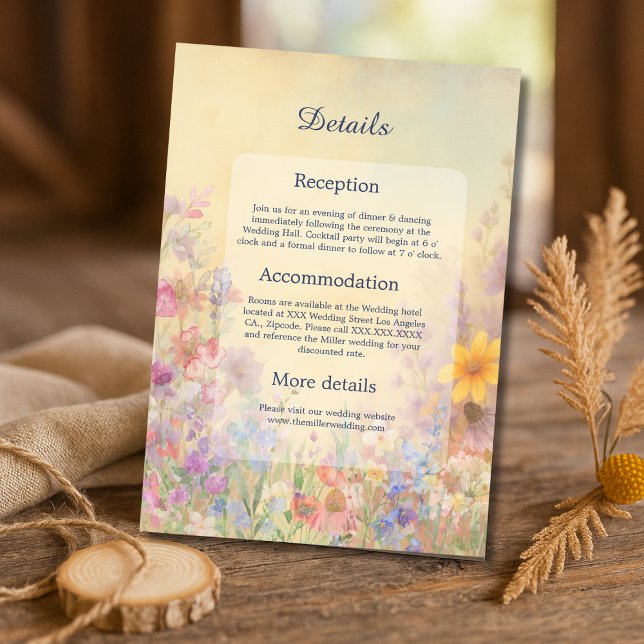 Pastel Wildblomme Meadow Barn Bröllop Tilläggskort (Skapare uppladdad)