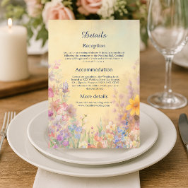 Pastel Wildblomme Meadow Barn Bröllop Tilläggskort