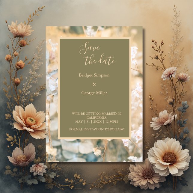 Pastel Wildblomme Meadow Bröllop säkra datumet Inbjudningar (Skapare uppladdad)