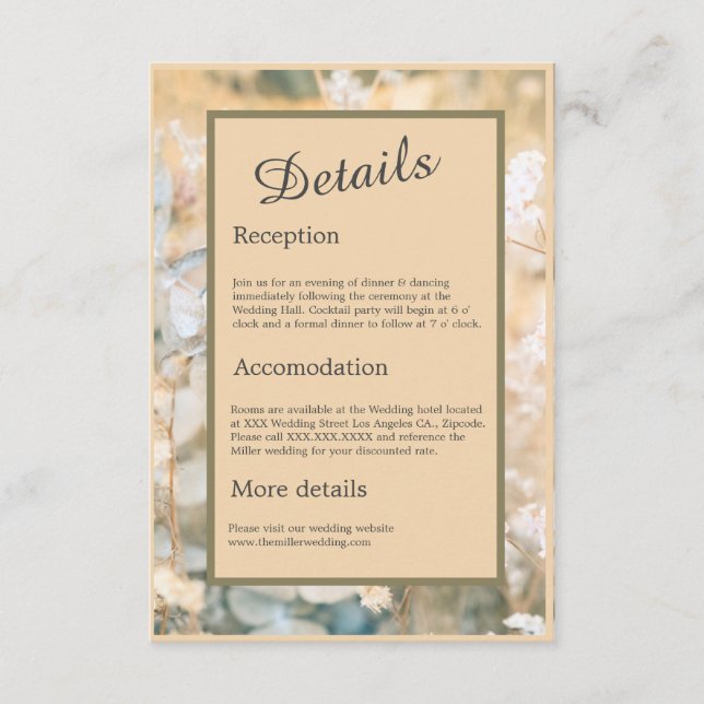 Pastel Wildblomme Meadow Bröllop Tilläggskort (Framsida)