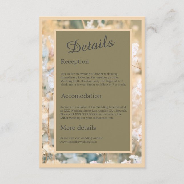 Pastel Wildblomme Meadow Bröllop Tilläggskort (Framsida)