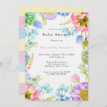 Pastel Wildblommes Blommigtar Neutralt Baby Shower