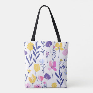 Pastel Wildblommes Tote Bag Elegantens Blommigt Tygkasse