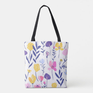 Pastel Wildblommes Tote Bag | Elegantens Blommigt Tygkasse