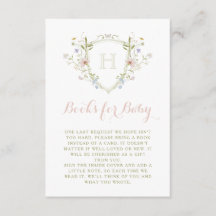 Pastel Wildblommonogram Vapensköld Bokar för Baby