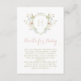 Pastel Wildblommonogram Vapensköld Bokar för Baby Tilläggskort