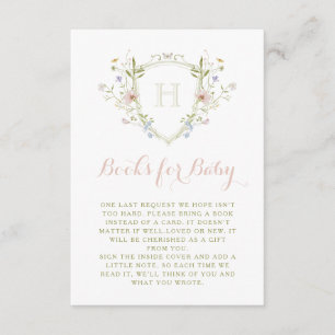 Pastel Wildblommonogram Vapensköld Bokar för Baby Tilläggskort