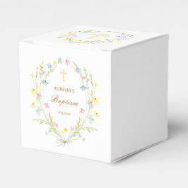 Pastel Wildblommor Baptism Cube Presentaskar