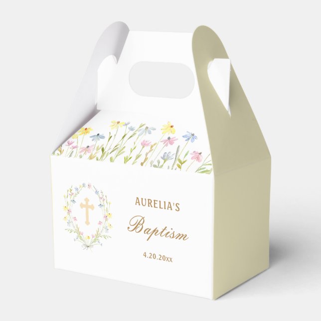Pastel Wildblommor Baptism Gable Presentaskar (Framsidan Sidan)
