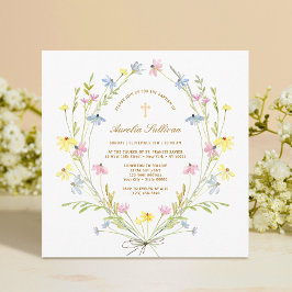 Pastel Wildblommor Baptism Inbjudningar