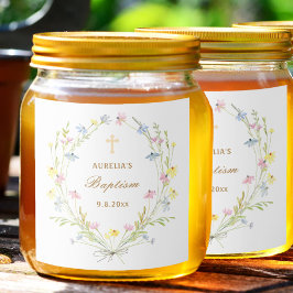 Pastel Wildblommor Baptism Spritflaskor Etikett