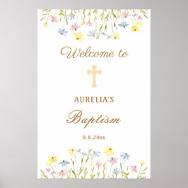 Pastel Wildblommor Baptism Välkommen Poster
