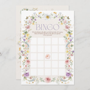 Pastel Wildblommor Bingo Möhippa-spelkort Inbjudningar