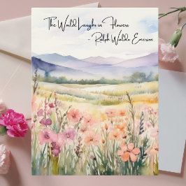 Pastel Wildblommor Laugh i Flowers Watercolor Helg Vykort