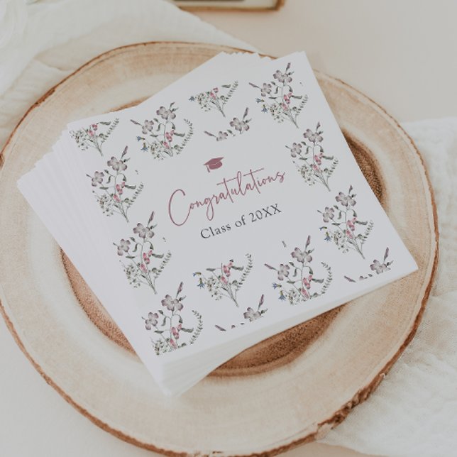 Pastel Wildblommor Pappersservett (Pastel Wildflowers Graduation Napkins by Painted Paperie
)