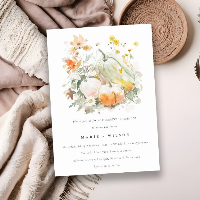 Pastel WildblomPumpkin Watercolor Vow Renewal Inbjudningar (Skapare uppladdad)