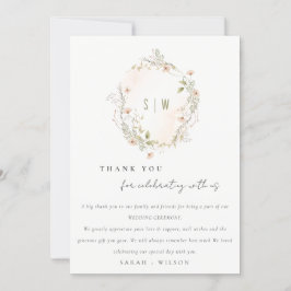 Pastel Wildbloms Blommigt Wandeine Bröllop Tack Kort