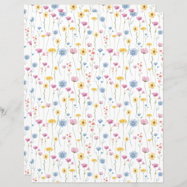 Pastel Wildblomskrapbook Papper (Fram/baksida)