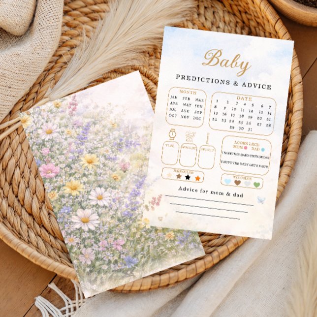 Pastel Wildflower Baby Predictions Advice Card (Skapare uppladdad)
