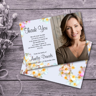 Pastel Wildflower Photo In Memory Thank You Card Inbjudningar