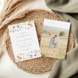 Pastel Wildflower Photo Wedding Invitation Inbjudningar