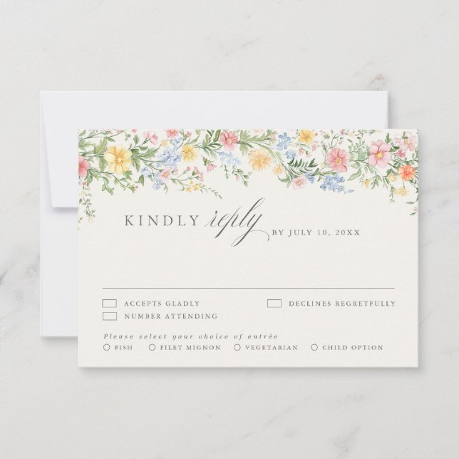 Pastel Wildflower Spring Garden Floral RSVP Card Inbjudningar (Framsida)