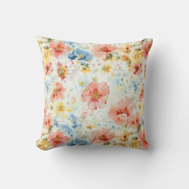 Pastel Wildflower Watercolor Botanical Floral Home Kudde (Framsida)