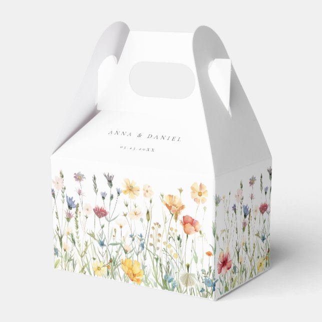 Pastel Wildflower Wedding Favor Boxes Presentaskar (Framsidan Sidan)