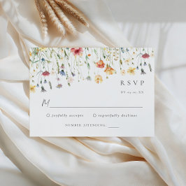 Pastel Wildflower Wedding RSVP Card OSA Kort
