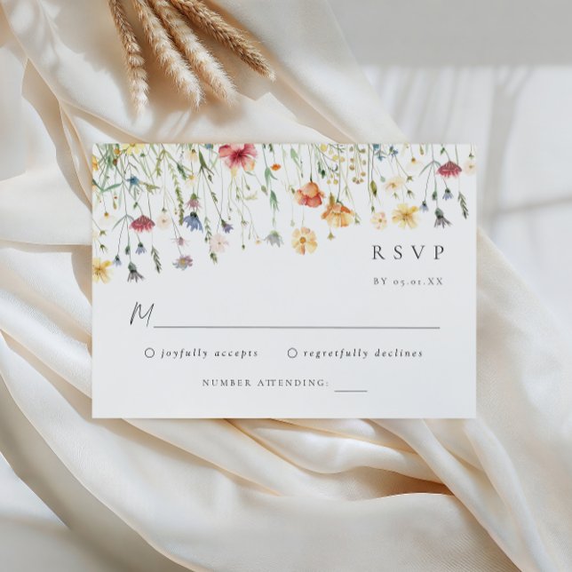 Pastel Wildflower Wedding RSVP Card OSA Kort (Skapare uppladdad)