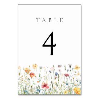 Pastel Wildflower Wedding Table Number Bordsnummer