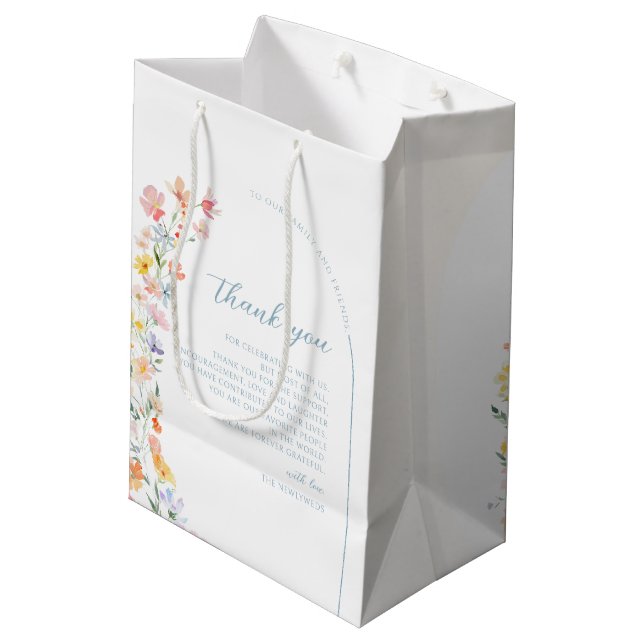 Pastel Wildflower Wedding Thank You Gift Paper Bag (Baksidan Vinklad)