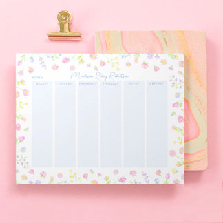 Pastel Wildflower Weekly Planner Notepad in Blue Anteckningsblock