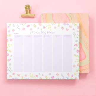 Pastel Wildflower Weekly Planner Notepad in Purple Anteckningsblock
