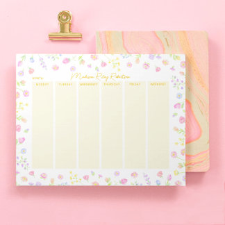 Pastel Wildflower Weekly Planner Notepad in Yellow Anteckningsblock