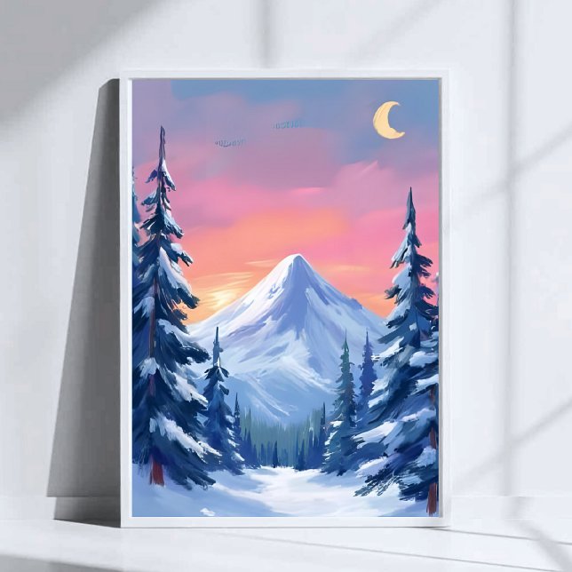 Pastel Winter Mountain Watercolor Landscape Poster (Skapare uppladdad)