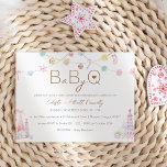 Pastel Winter Wonderland Baby-Q BBQ Baby Shower Inbjudningar<br><div class="desc">Den här pastel Winter Wonderland Baby-Q BBQ Baby Shower-designen är en betäckande plommonsaga av pastellsocker, med en ren, minimalistisk vit bakgrund för svart och guldbrun text med handskrivet skript, som skapar ett enkelt och neutralt modernt stil. Denna klassiska arrangemang är sött förskönad med vackra julgranar av prydnadsföremål, polkagrisar, snöflingor, puff...</div>