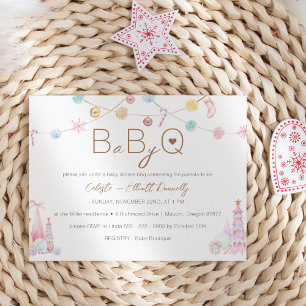 Pastel Winter Wonderland Baby-Q BBQ Baby Shower Inbjudningar