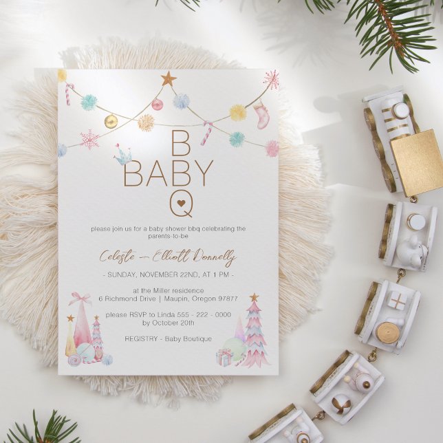 Pastel Winter Wonderland BBQ Baby Shower Inbjudningar (Skapare uppladdad)