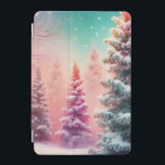 Pastel Winter Wonderland med Snö täckt Träd iPad Mini Skydd<br><div class="desc">Ett drömmande,  pastelltfärgat vinterlandskap med snö-lastat Julgranar i rosa,  lila och teal. Den vidriga bakgrunden framkallar en festlig,  magisk atmosfär.</div>