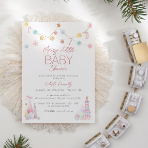 Pastel Winter Wonderland Merry Little Baby Shower Inbjudningar
